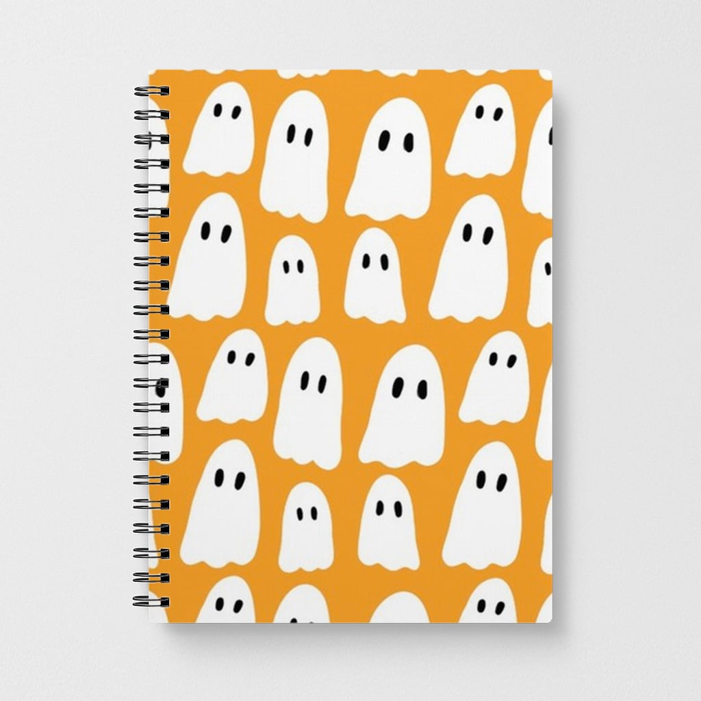 Orange Ghost Halloween Pattern Notebook