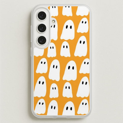 Orange Ghost Halloween Pattern Phone Case for Galaxy S25FE