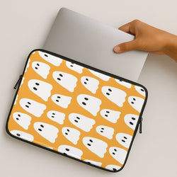 Orange Ghost Halloween Pattern MacBook Case