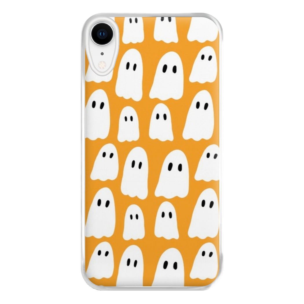 Orange Ghost Halloween Pattern Phone Case for iPhone XR