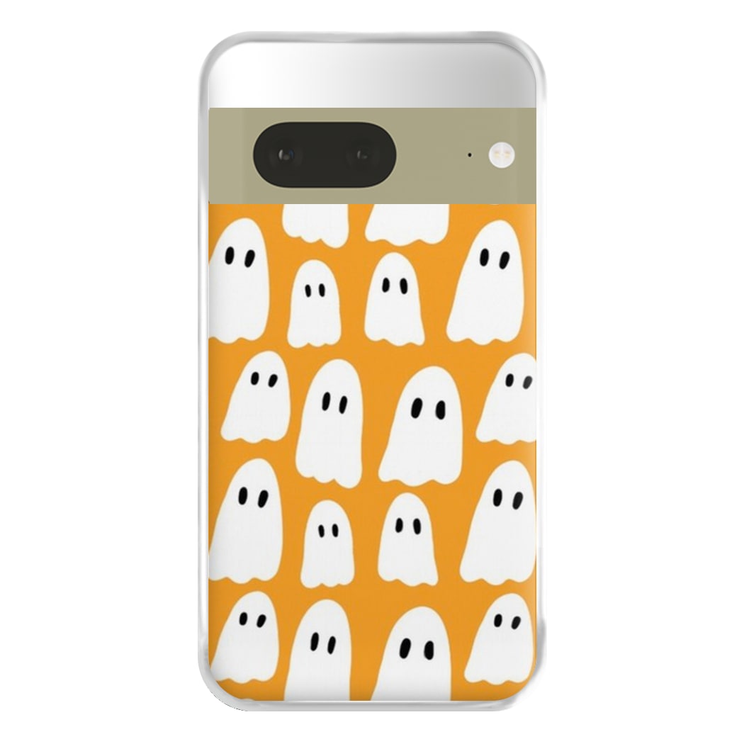 Orange Ghost Halloween Pattern Phone Case for Google Pixel 7a