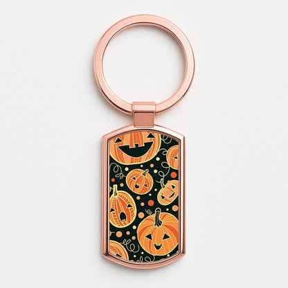Pumpkin Pattern Rose Gold Keyring