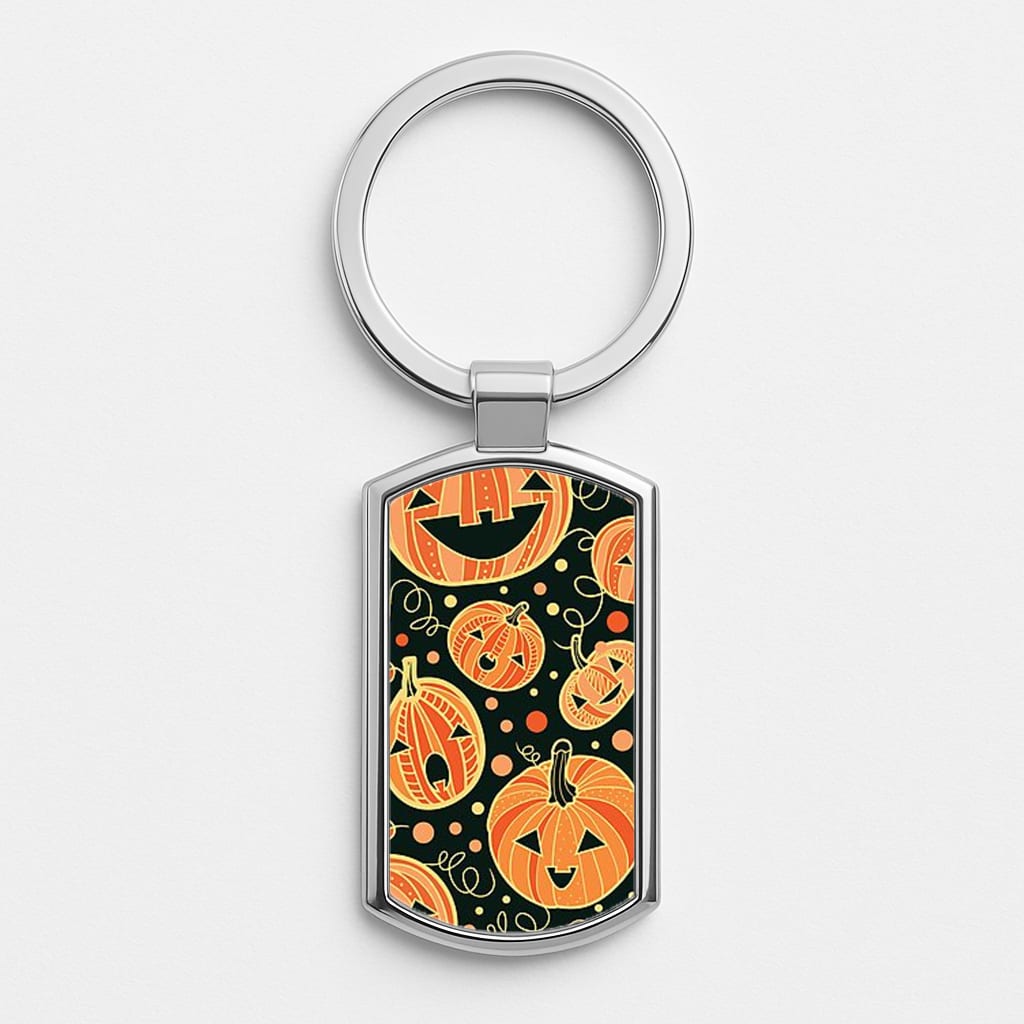 Pumpkin Pattern Silver Keyring