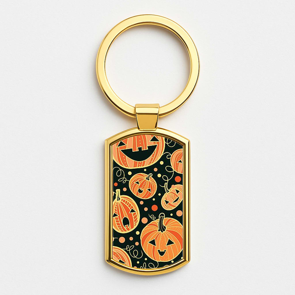 Pumpkin Pattern Gold Keyring