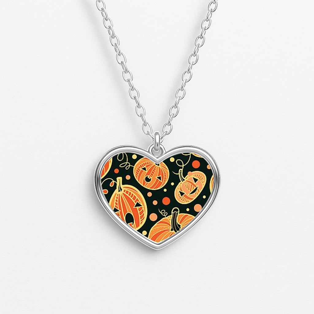 Pumpkin Pattern Heart Necklace