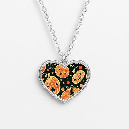 Pumpkin Pattern Heart Necklace