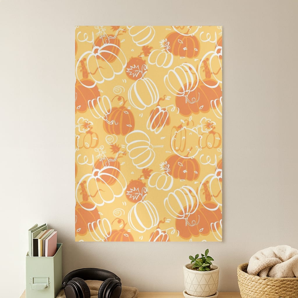 Drawn Pumpkin Pattern Poster
