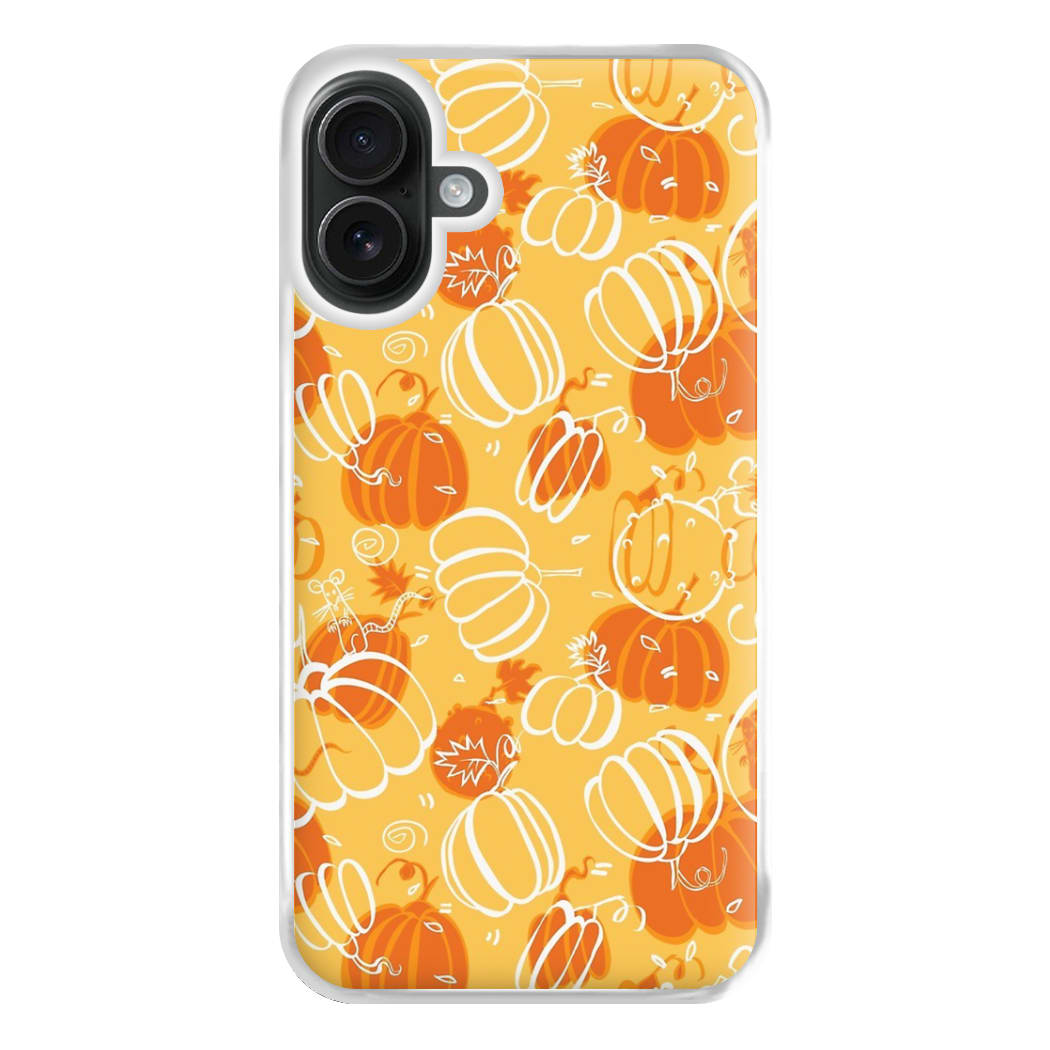 Drawn Pumpkin Pattern Phone Case for iPhone 16 Plus