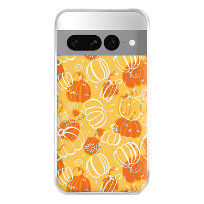 Drawn Pumpkin Pattern Phone Case for Google Pixel 7 Pro