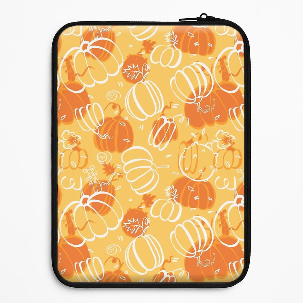 Drawn Pumpkin Pattern Laptop Sleeve