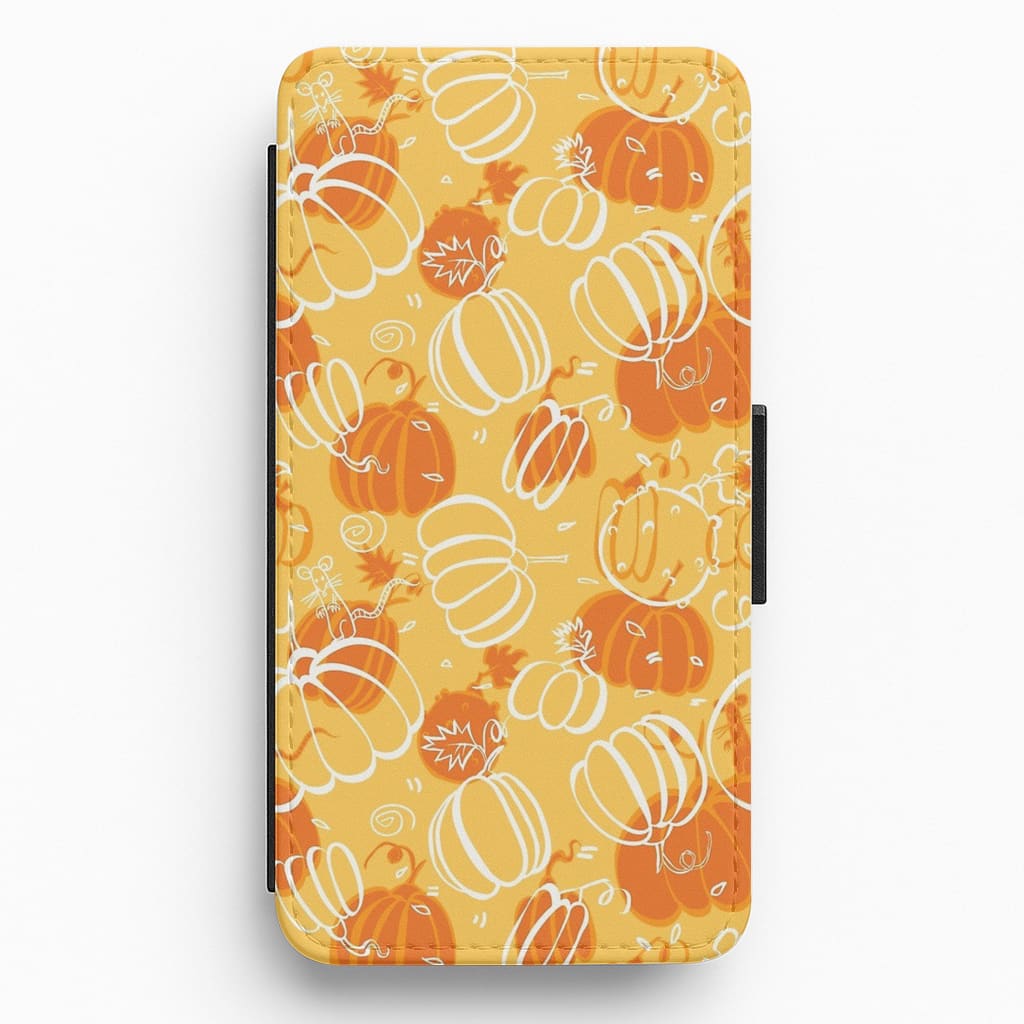 Drawn Pumpkin Pattern Flip / Wallet Phone Case