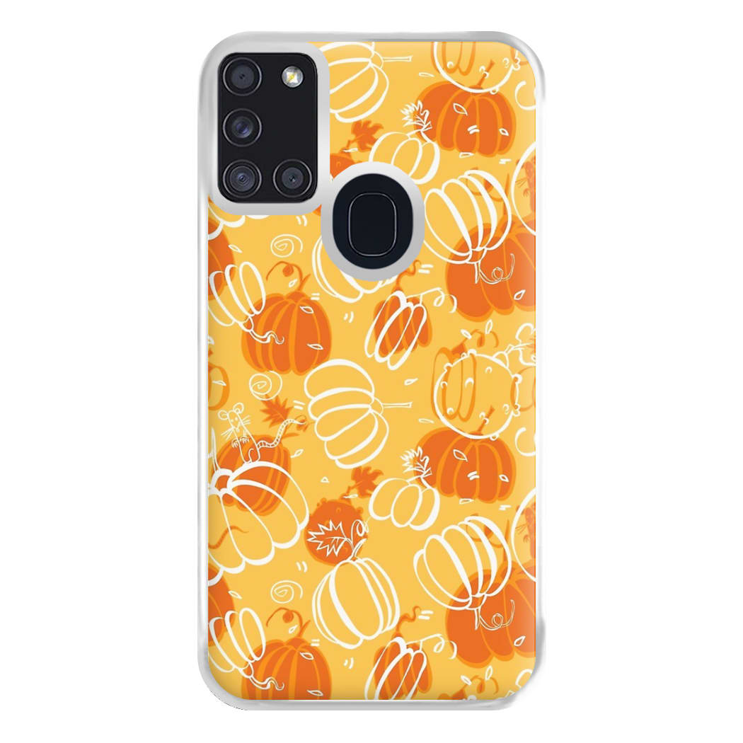 Drawn Pumpkin Pattern Phone Case for Galaxy A21s