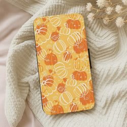 Drawn Pumpkin Pattern Wallet Phone Case