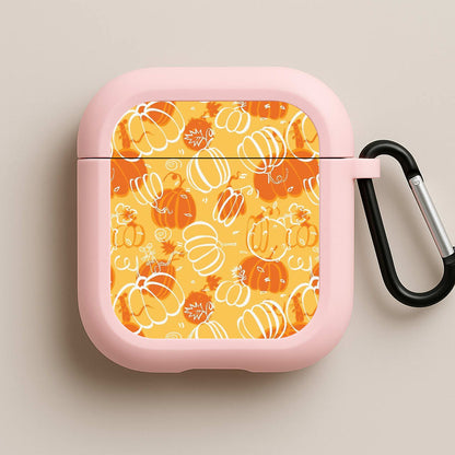 Drawn Pumpkin Pattern Pink AirPods Case