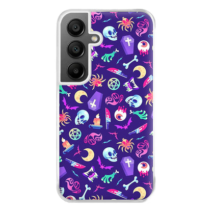 Horroriffic Halloween Pattern Phone Case for Galaxy A55