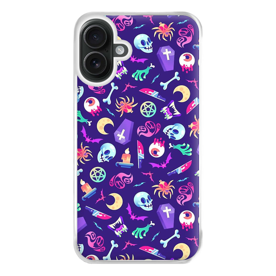 Horroriffic Halloween Pattern Phone Case for iPhone 16 Plus