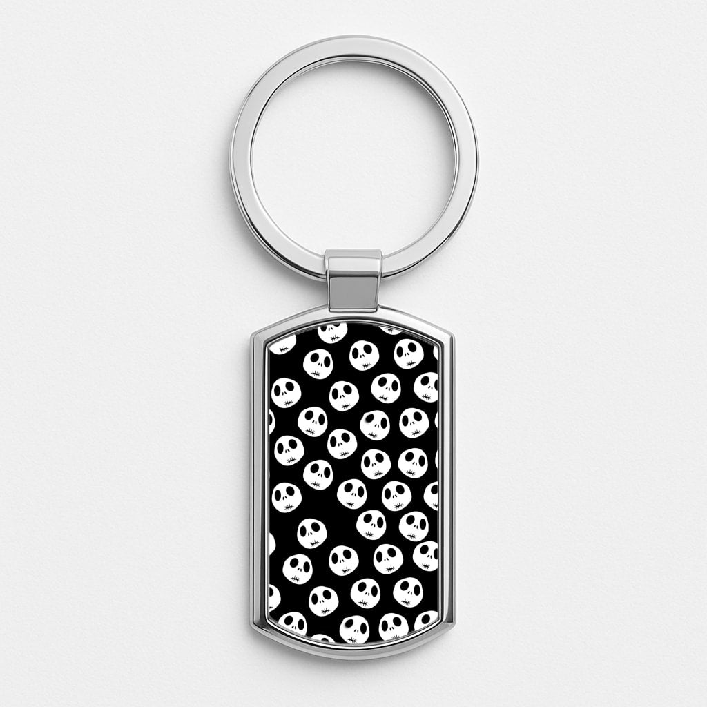 Jack Skellington Pattern - TNBC Silver Keyring