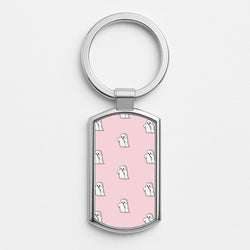 Pastel Pixel Ghost Halloween Silver Keyring