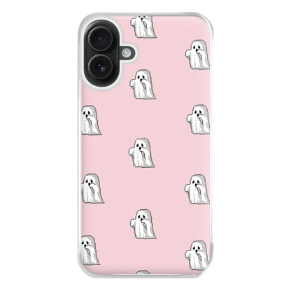 Pastel Pixel Ghost Halloween Phone Case for iPhone 16 Plus