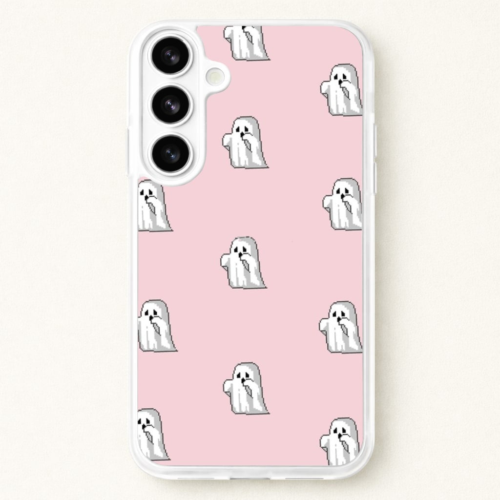 Pastel Pixel Ghost Halloween Phone Case for Galaxy S26 Plus
