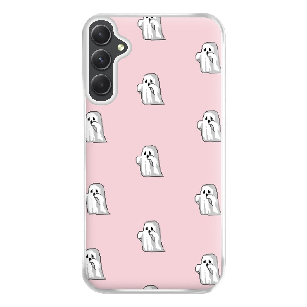 Pastel Pixel Ghost Halloween Phone Case for Galaxy A14