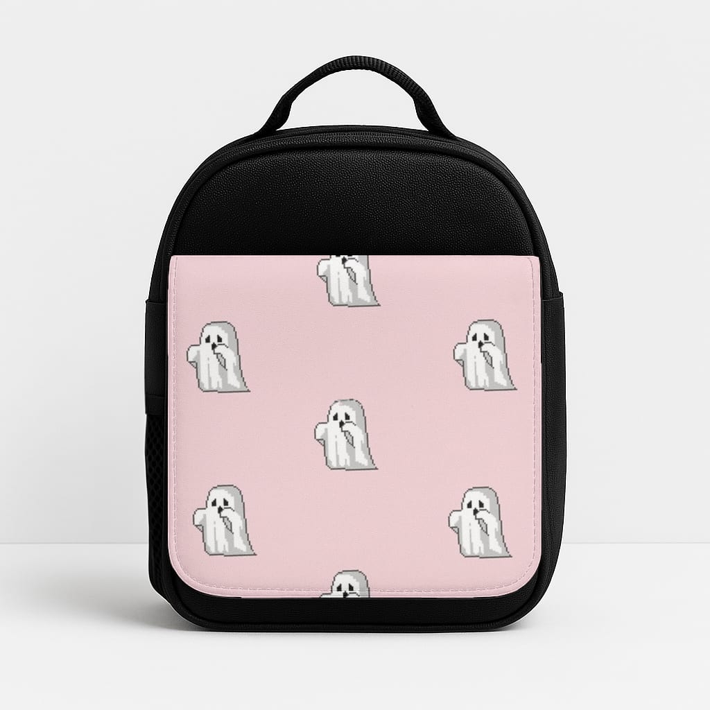 Pastel Pixel Ghost Halloween Insulated Lunchbox