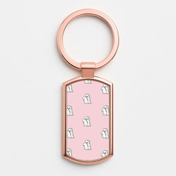 Pastel Pixel Ghost Halloween Rose Gold Keyring