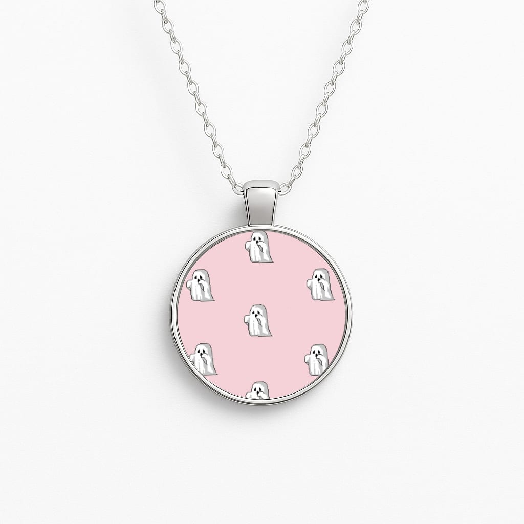 Pastel Pixel Ghost Halloween Necklace