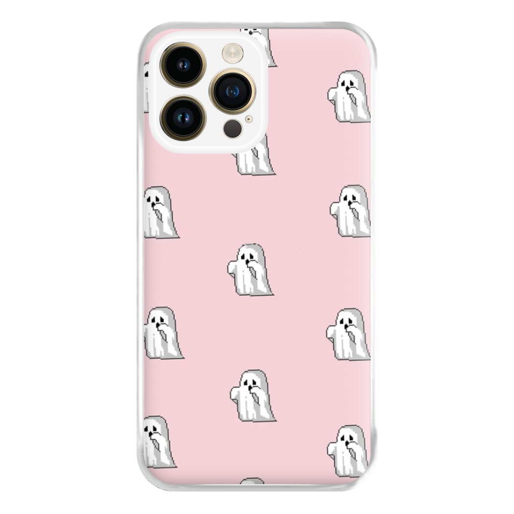 Pastel Pixel Ghost Halloween Phone Case for iPhone 14 Pro Max