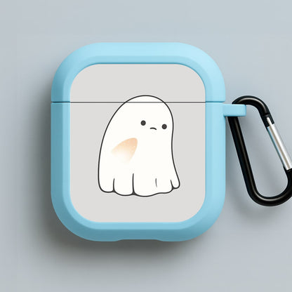 Sad Ghost Halloween Blue AirPods Case