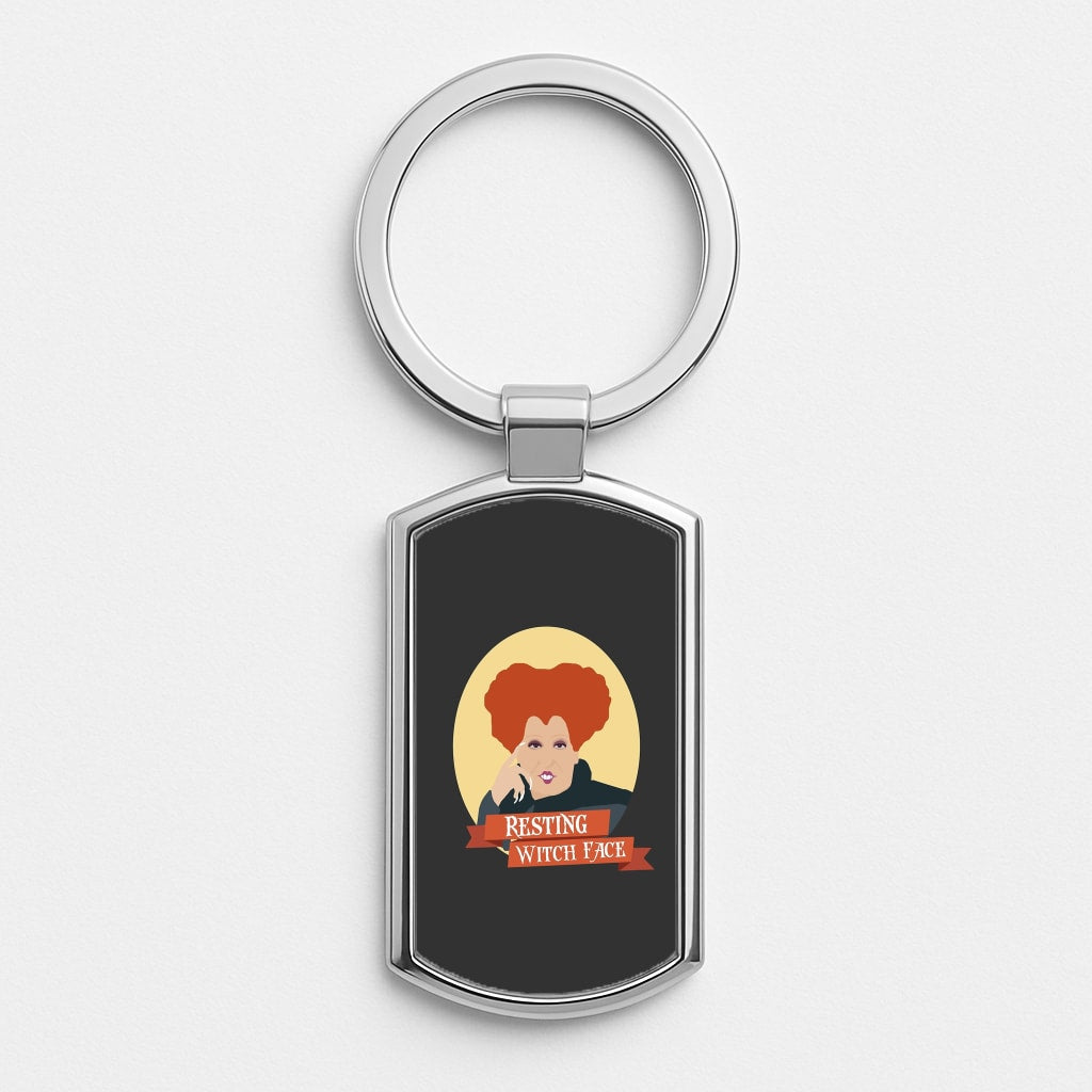 Resting Witch Face - Hocus Halloween Silver Keyring