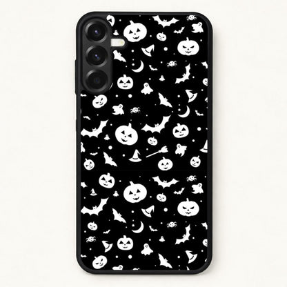 Black and White Halloween Pattern Phone Case for Galaxy A57