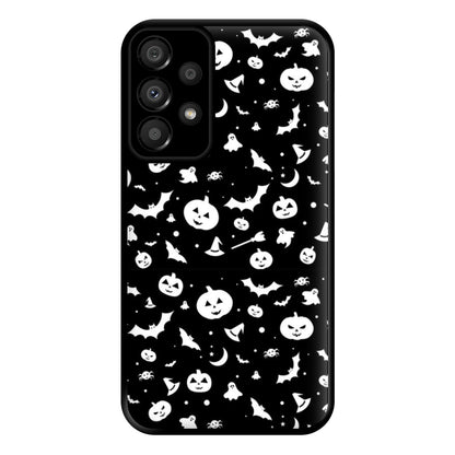 Black and White Halloween Pattern Phone Case for Galaxy A33