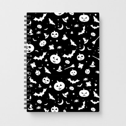 Black and White Halloween Pattern Notebook - Fun Cases