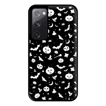 Black and White Halloween Pattern Phone Case for Galaxy S20FE