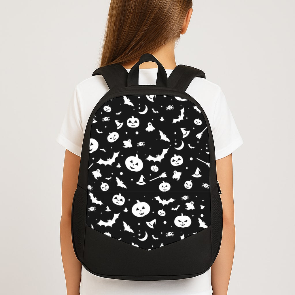 Black and White Halloween Pattern School Bag