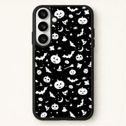 Black and White Halloween Pattern Phone Case for Galaxy S26