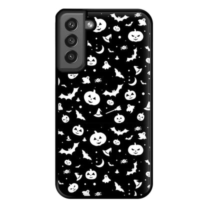 Black and White Halloween Pattern Phone Case for Galaxy S21FE