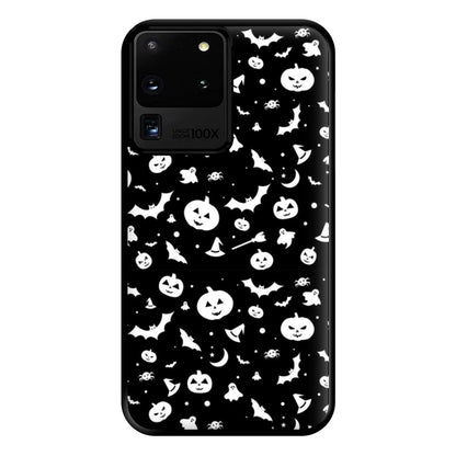 Black and White Halloween Pattern Phone Case for Galaxy S20 Ultra