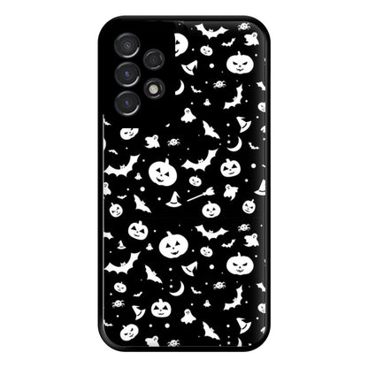 Black and White Halloween Pattern Phone Case for Galaxy A53