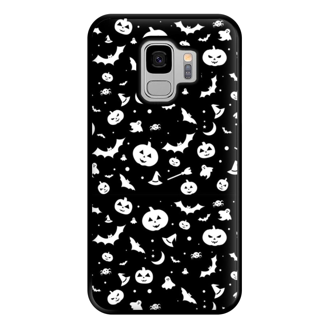 Black and White Halloween Pattern Phone Case for Galaxy S9 Plus