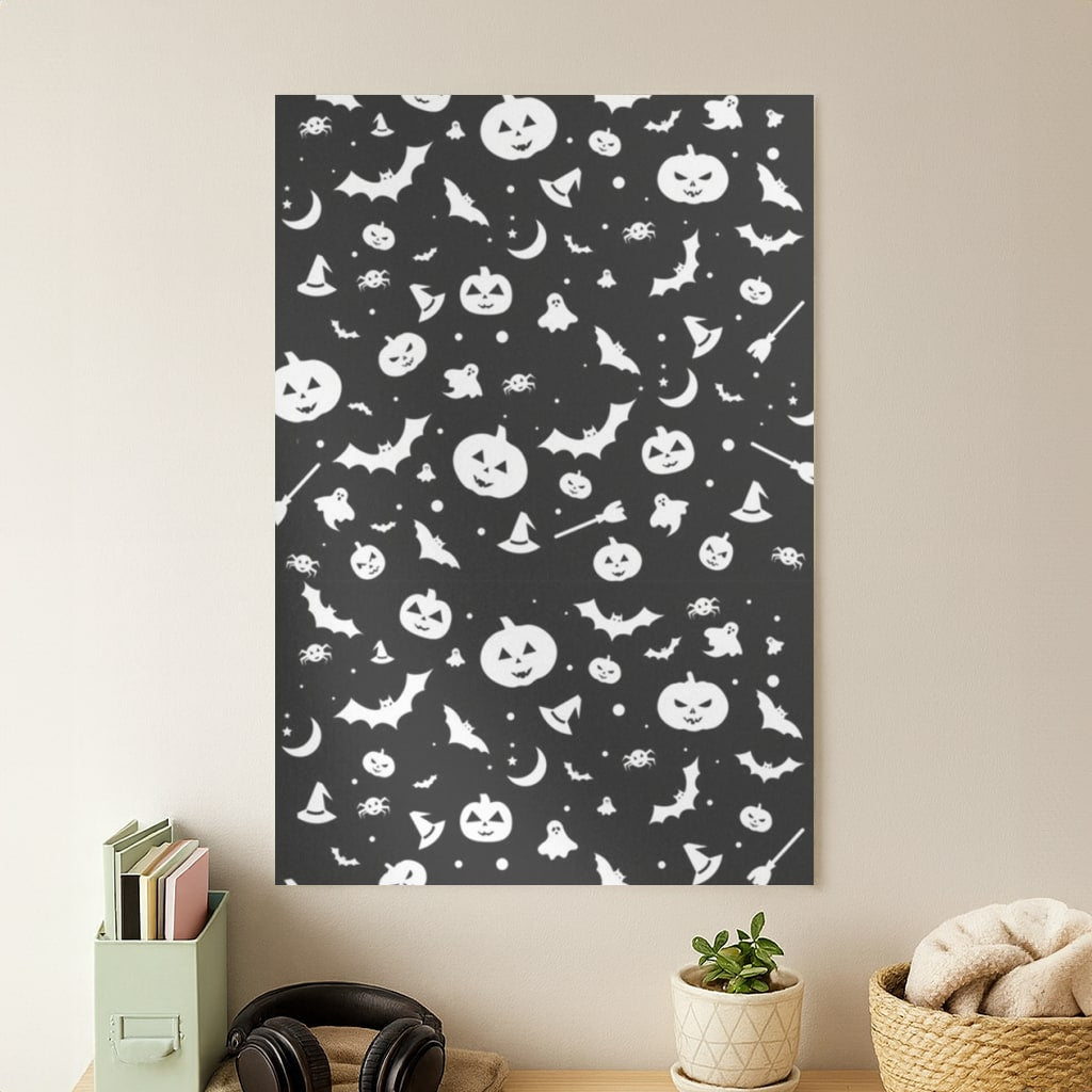 Black and White Halloween Pattern Poster