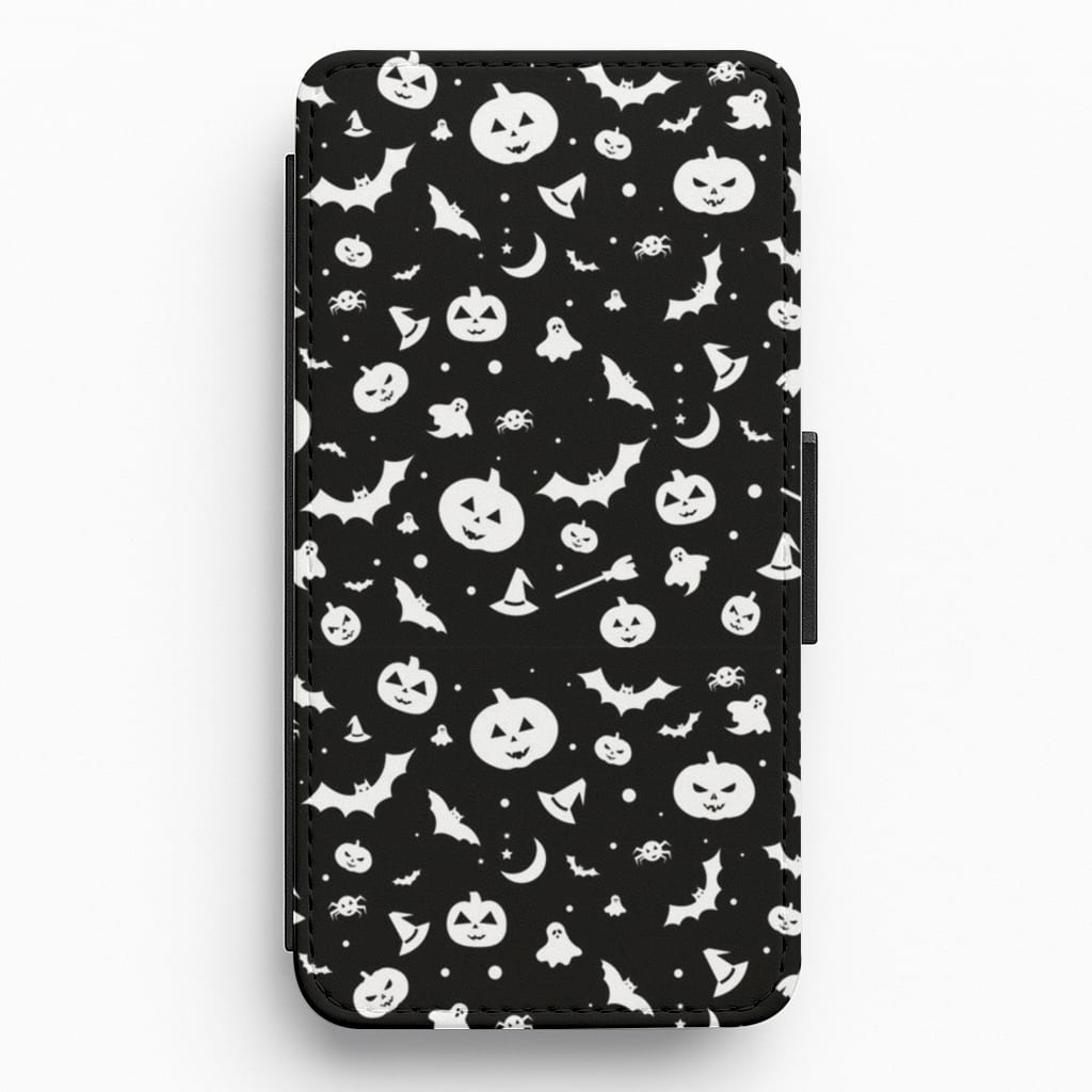 Black and White Halloween Pattern Flip / Wallet Phone Case