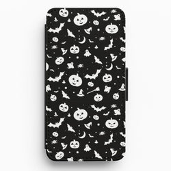 Black and White Halloween Pattern Flip / Wallet Phone Case