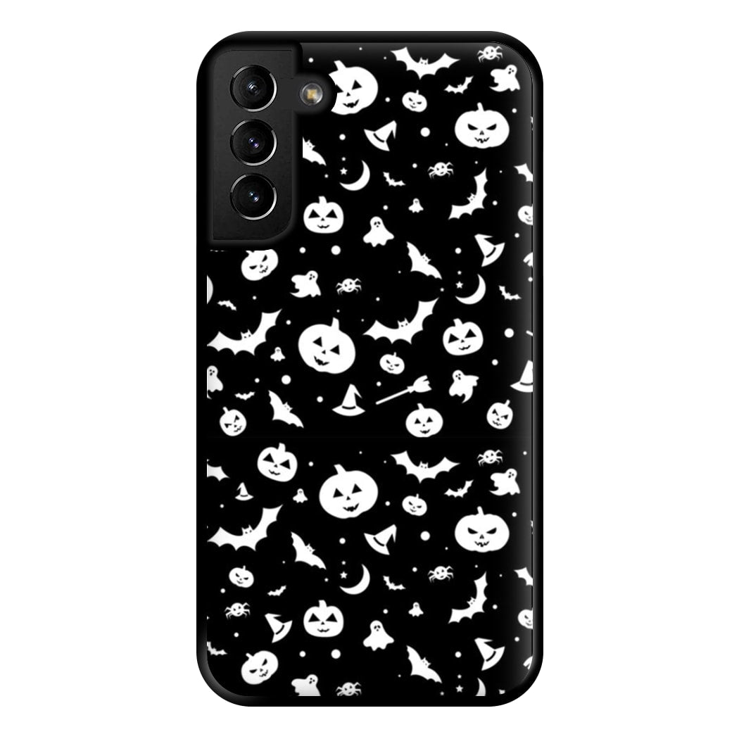 Black and White Halloween Pattern Phone Case for Galaxy S21 Plus