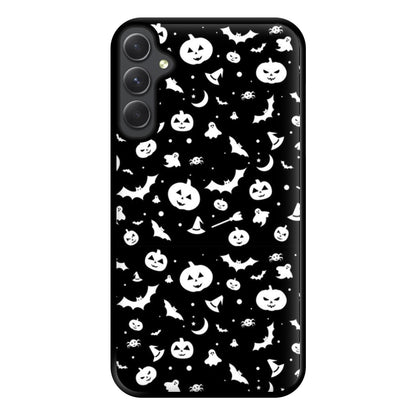 Black and White Halloween Pattern Phone Case for Galaxy A34