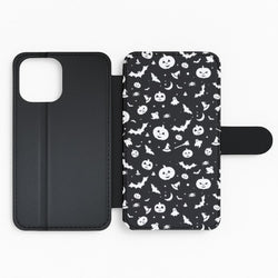 Black and White Halloween Pattern Flip Phone Case