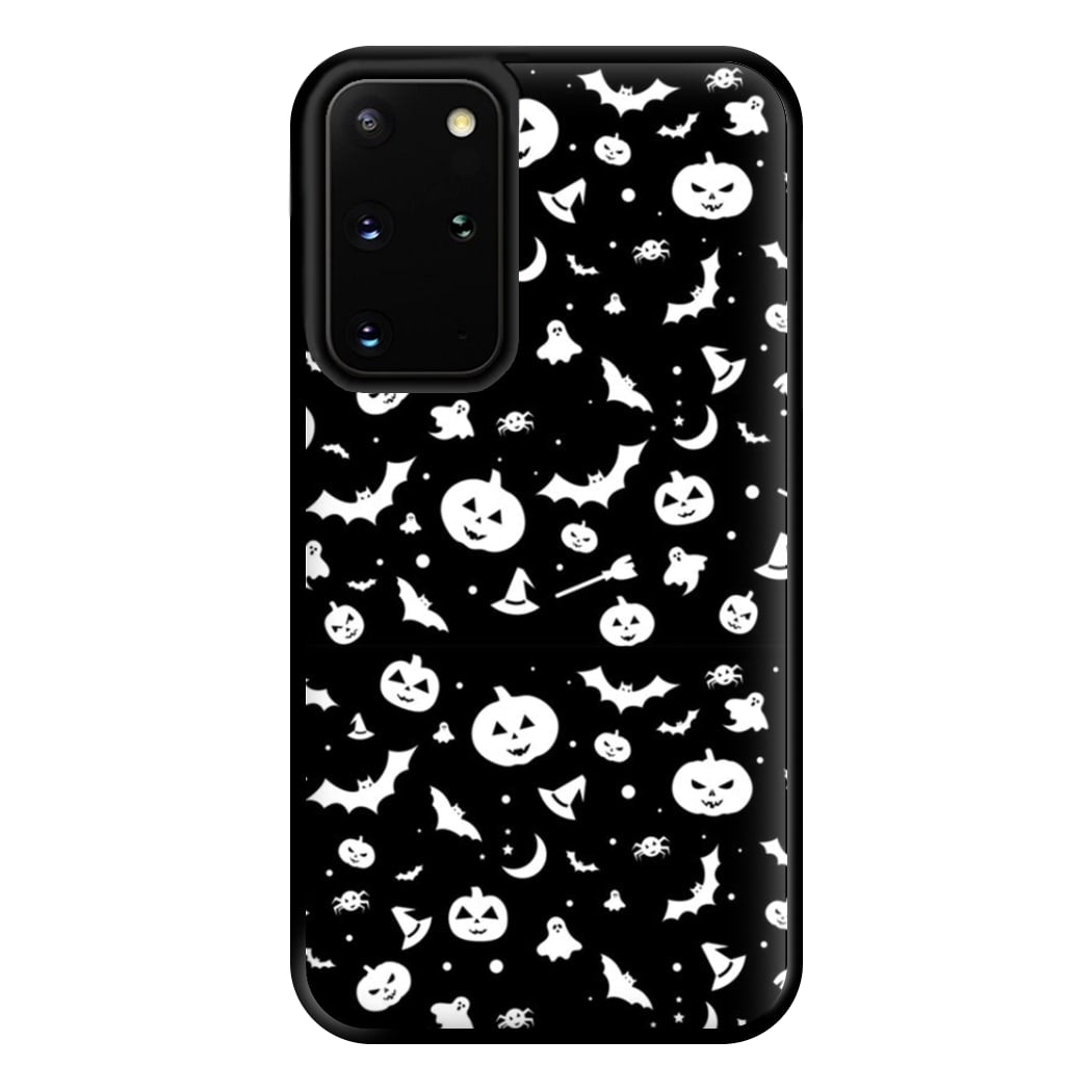 Black and White Halloween Pattern Phone Case for Galaxy S20 Plus