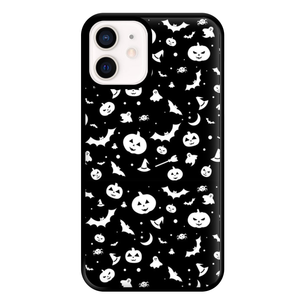 Black and White Halloween Pattern Phone Case for iPhone 12 Mini