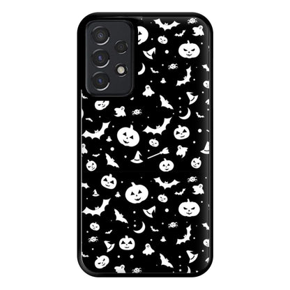 Black and White Halloween Pattern Phone Case for Galaxy A52 / A52s